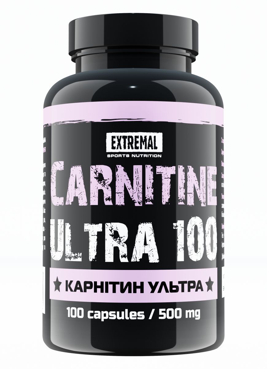 Карнітин Extremal Carnitine Ultra 100 капсул по 500 мг – L-carnitine для ефективного схуднення та спалювання жиру